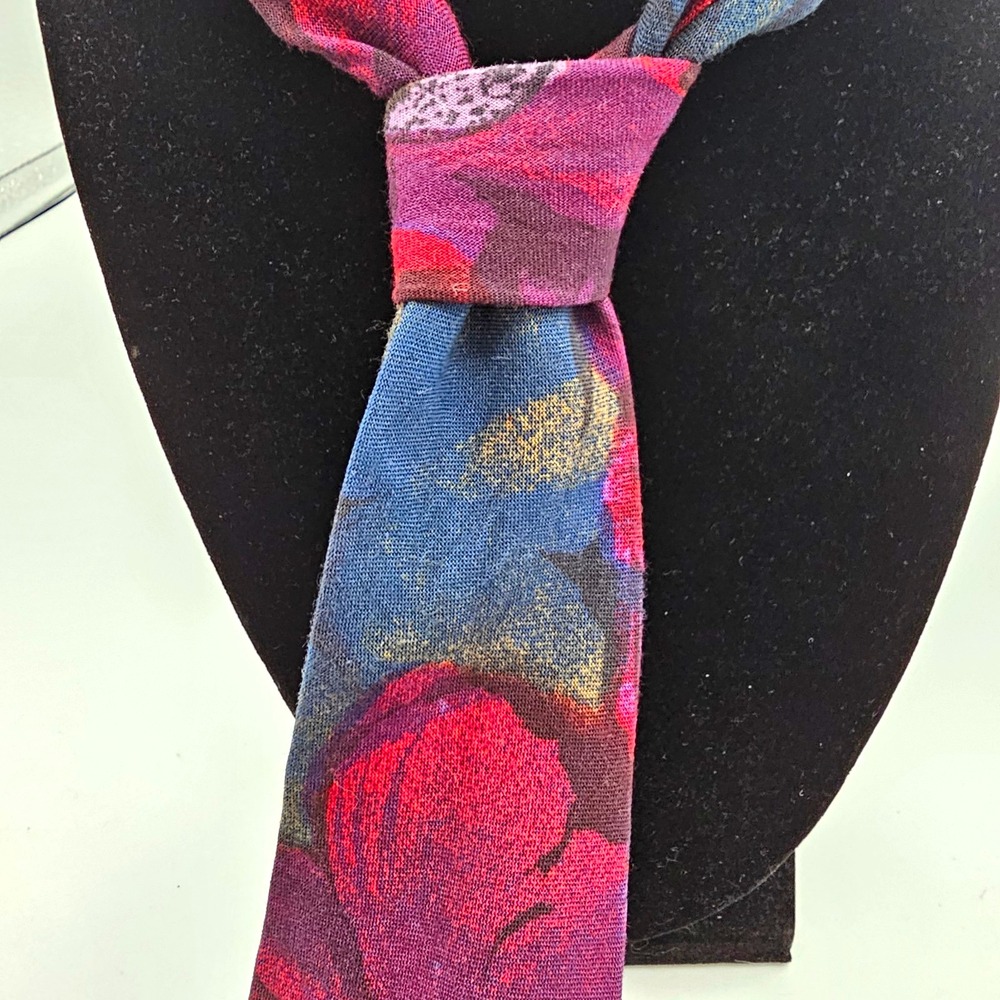 Blades & Co Men's Handmade Woven Floral Rayon Tie Blue Red Purple Black